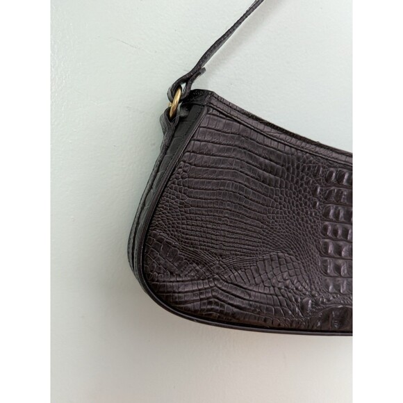 Brahmin black Anytime Mini Melborn Croc Leather Shoulder Bag Hobo Luxury - Picture 3 of 10